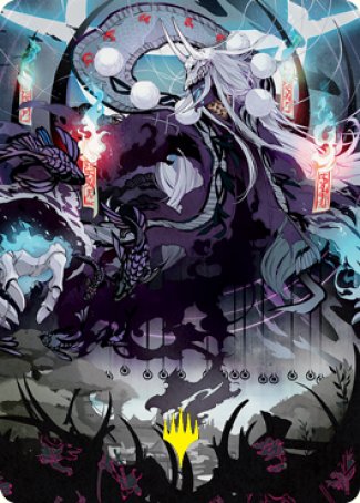 Echo of Death's Wail Art Card (Gold-Stamped Signature) [Kamigawa: Neon Dynasty Art Series] | Good Games Morley