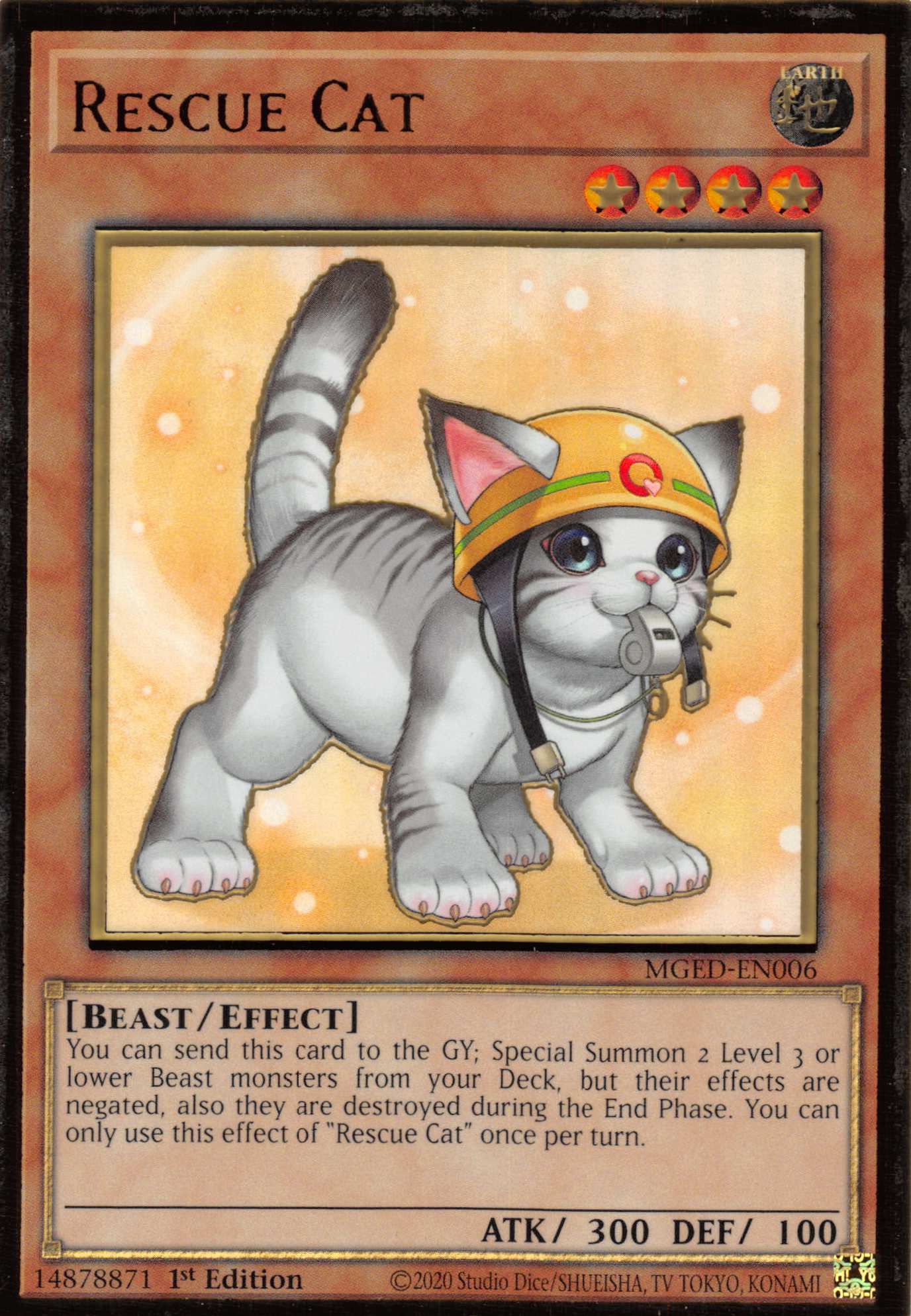 Rescue Cat (Alternate Art) [MGED-EN006] Gold Rare | Good Games Morley