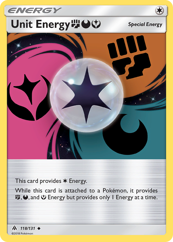 Unit Energy (118/131) (Fighting, Darkness, Fairy) [Sun & Moon: Forbidden Light] | Good Games Morley