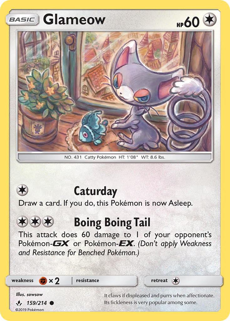 Glameow (159/214) [Sun & Moon: Unbroken Bonds] | Good Games Morley