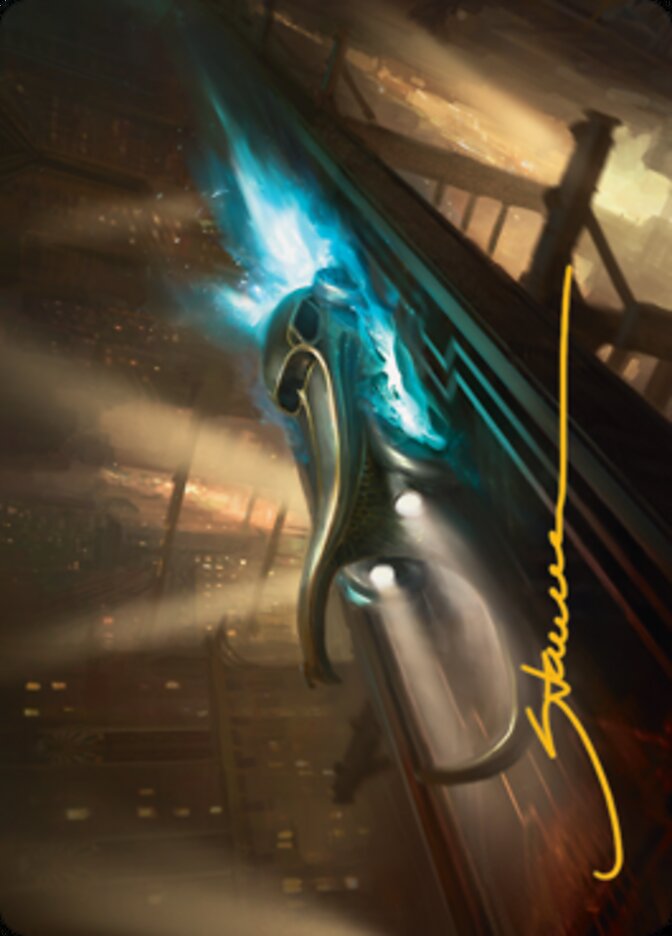 Run Out of Town Art Card (Gold-Stamped Signature) [Streets of New Capenna Art Series] | Good Games Morley