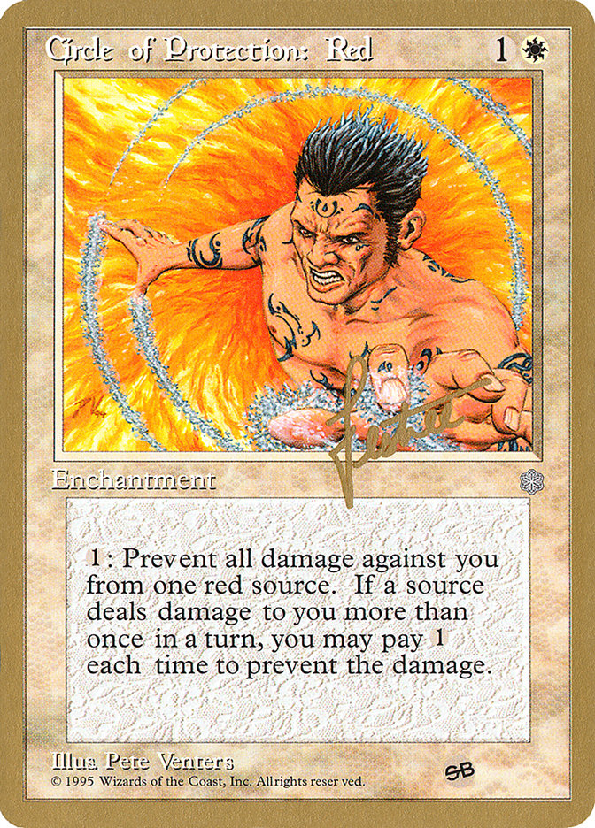 Circle of Protection: Red (Bertrand Lestree) (SB) (ICE) [Pro Tour Collector Set] | Good Games Morley