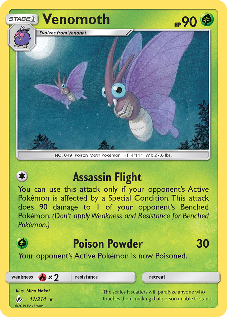 Venomoth (11/214) [Sun & Moon: Unbroken Bonds] | Good Games Morley