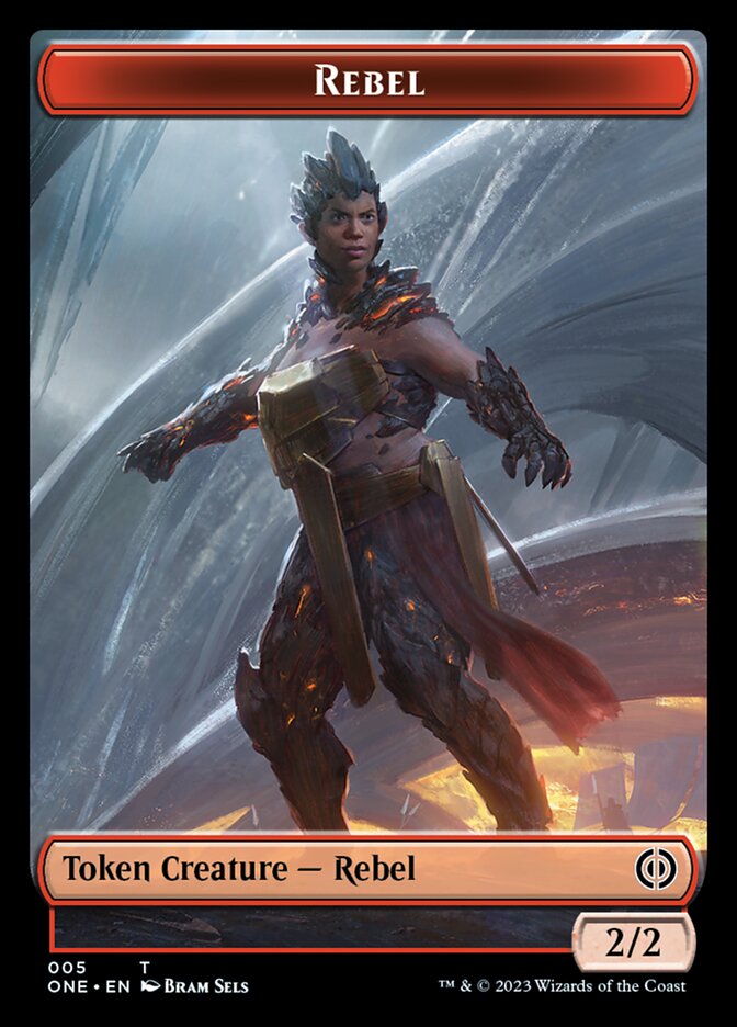 Rebel // Phyrexian Germ Double-Sided Token [Phyrexia: All Will Be One Commander Tokens] | Good Games Morley