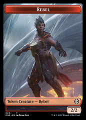 Rebel // Phyrexian Germ Double-Sided Token [Phyrexia: All Will Be One Commander Tokens] | Good Games Morley