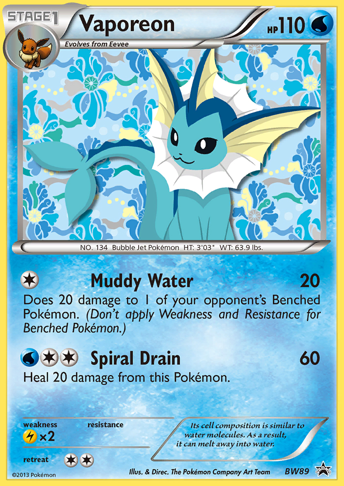 Vaporeon (BW89) [Black & White: Black Star Promos] | Good Games Morley