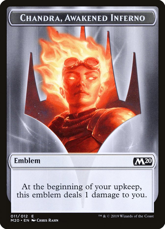 Chandra, Awakened Inferno Emblem [Core Set 2020 Tokens] | Good Games Morley