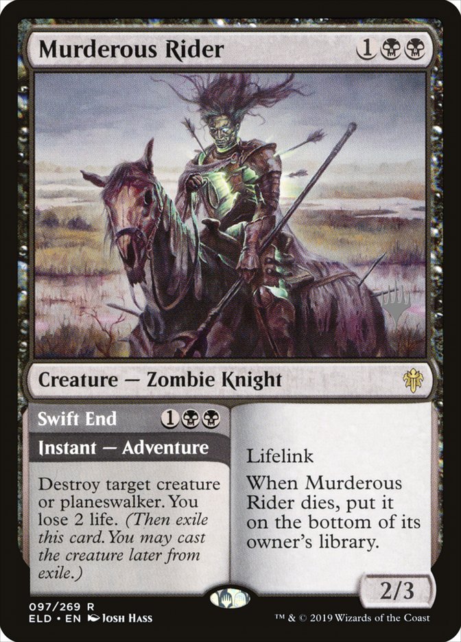 Murderous Rider // Swift End (Promo Pack) [Throne of Eldraine Promos] | Good Games Morley
