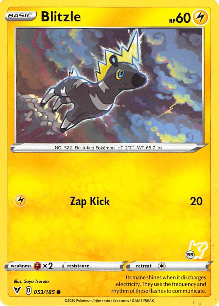 Blitzle (053/185) (Pikachu Stamp #55) [Battle Academy 2022] | Good Games Morley