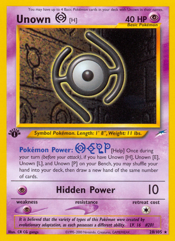 Unown [H] (28/105) [Neo Destiny 1st Edition] | Good Games Morley