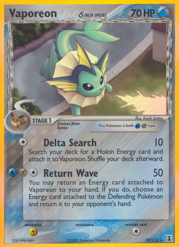 Vaporeon (18/113) (Delta Species) [EX: Delta Species] | Good Games Morley