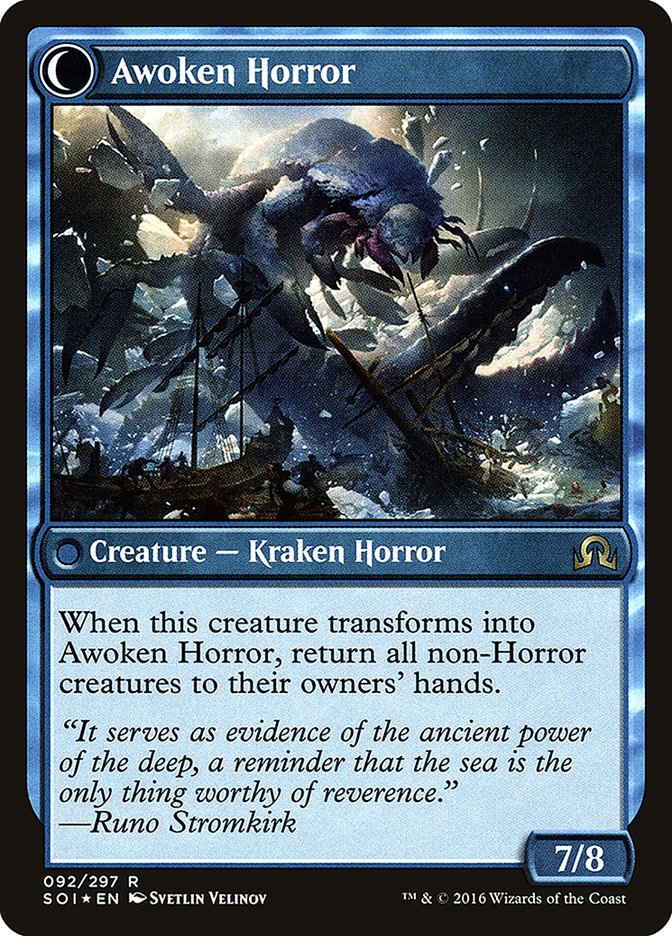 Thing in the Ice // Awoken Horror [Shadows over Innistrad Prerelease Promos] | Good Games Morley