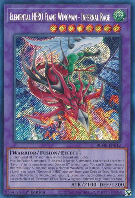 Elemental HERO Flame Wingman - Infernal Rage [BLMR-EN012] Secret Rare | Good Games Morley