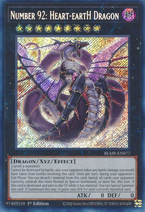 Number 92: Heart-eartH Dragon [BLMR-EN077] Secret Rare | Good Games Morley