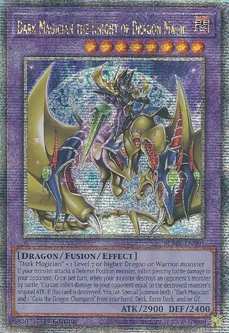 Dark Magician the Knight of Dragon Magic [BLMR-EN001] Quarter Century Secret Rare | Good Games Morley