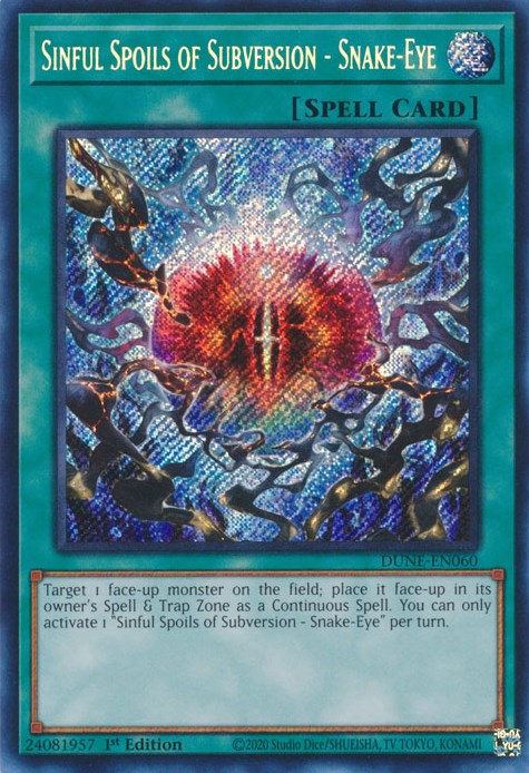 Sinful Spoils of Subversion - Snake-Eye [DUNE-EN060] Secret Rare | Good Games Morley