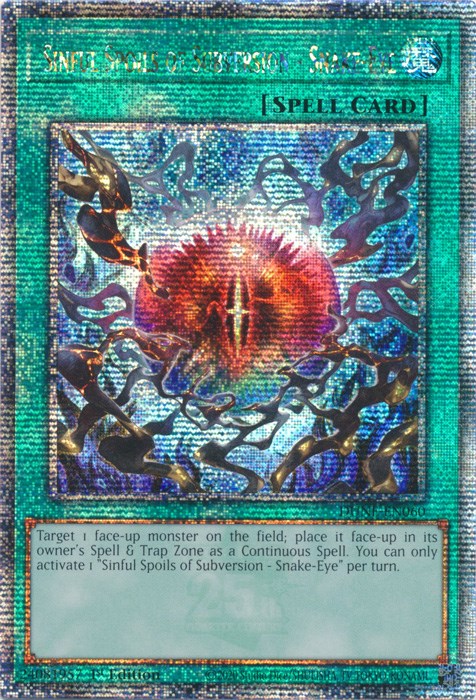 Sinful Spoils of Subversion - Snake-Eye [DUNE-EN060] Quarter Century Secret Rare | Good Games Morley
