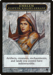 Emblem - Elspeth, Knight-Errant // Soldier Double-Sided Token [Modern Event Deck 2014 Tokens] | Good Games Morley