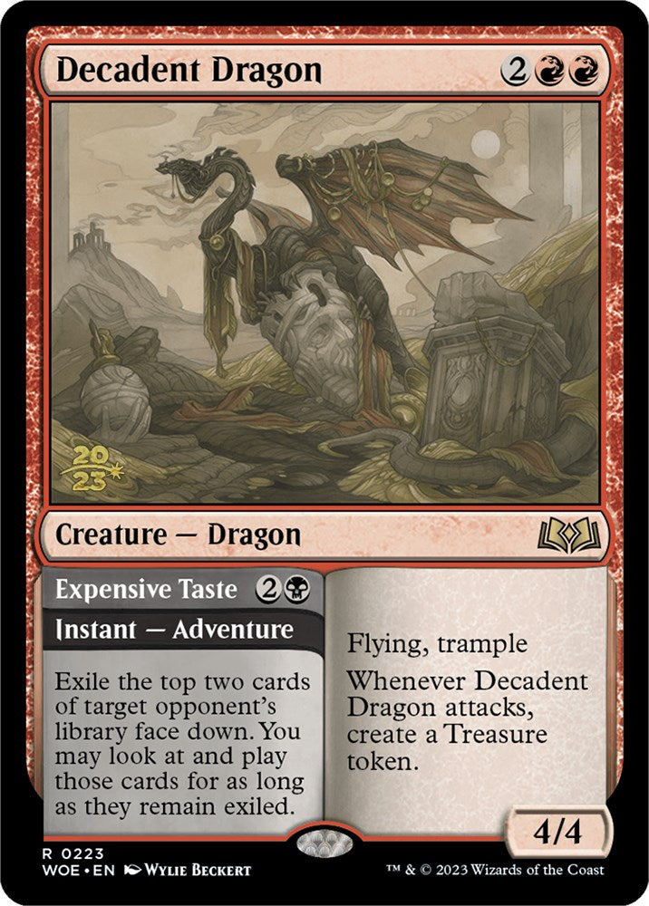 Decadent Dragon // Expensive Taste [Wilds of Eldraine Prerelease Promos] | Good Games Morley