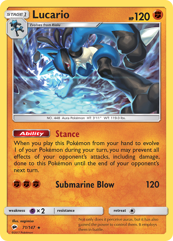 Lucario (71/147) [Sun & Moon: Burning Shadows] | Good Games Morley