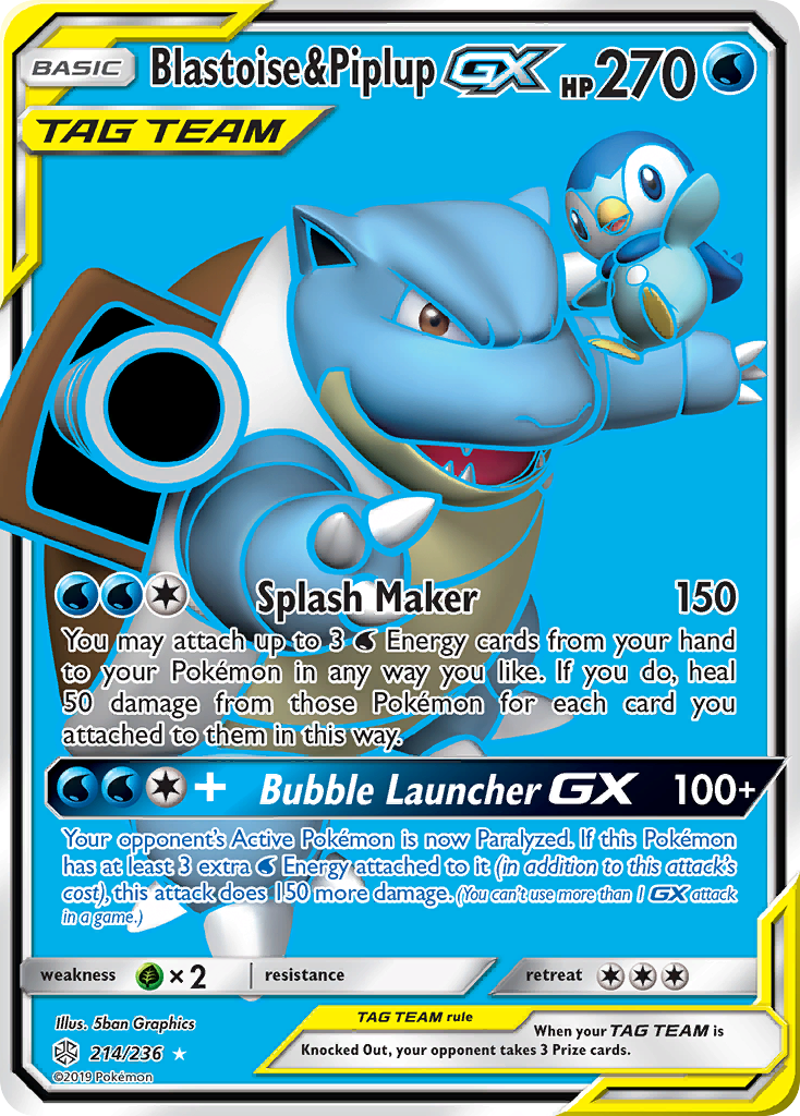 Blastoise & Piplup GX (214/236) [Sun & Moon: Cosmic Eclipse] | Good Games Morley