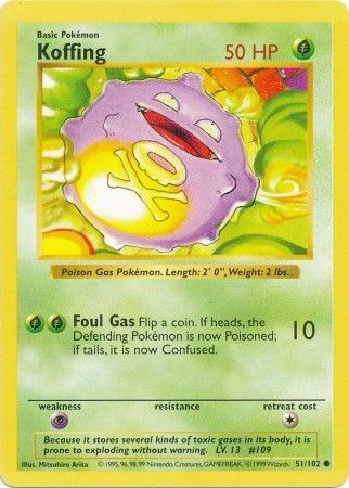 Koffing (51/102) [Base Set Shadowless Unlimited] | Good Games Morley