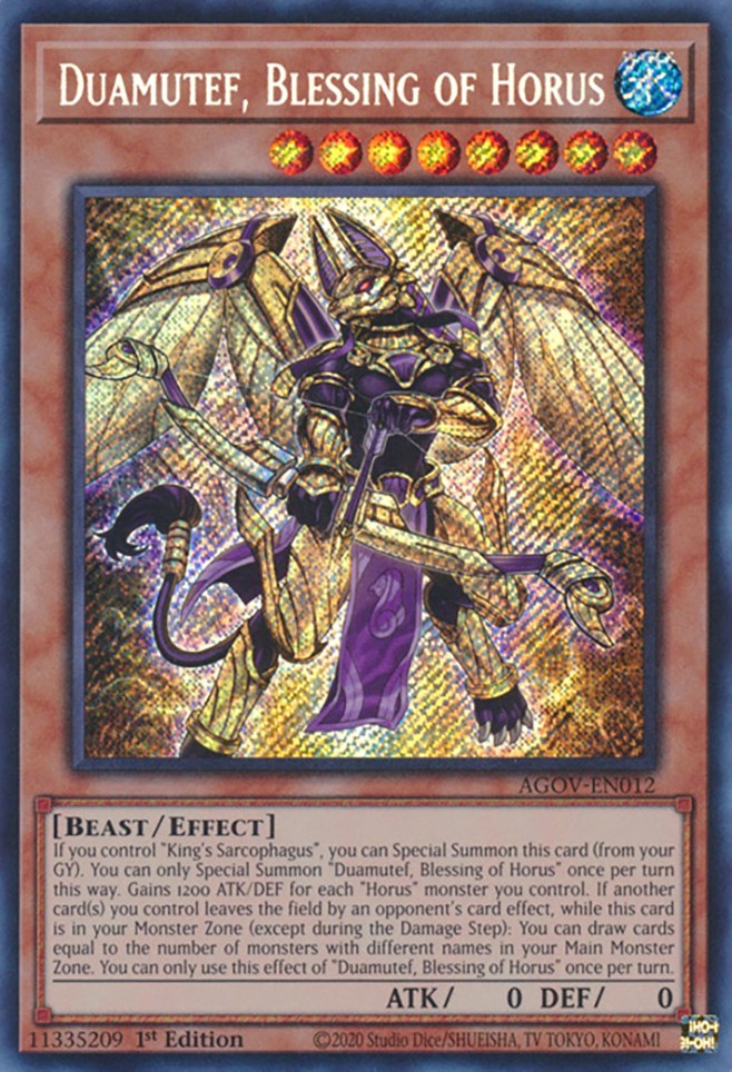 Duamutef, Blessing of Horus [AGOV-EN012] Secret Rare | Good Games Morley
