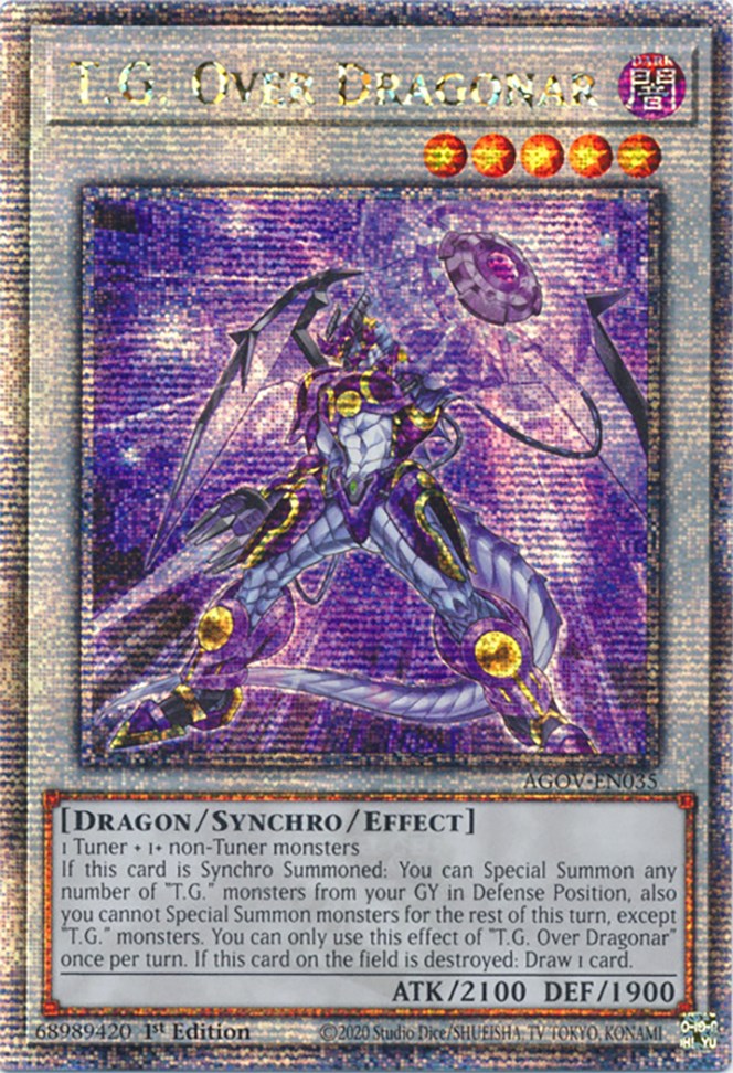 T.G. Over Dragonar (Quarter Century Secret Rare) [AGOV-EN035] Quarter Century Secret Rare | Good Games Morley