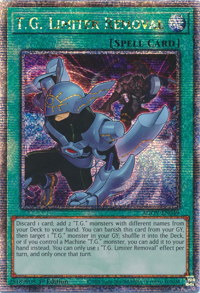 T.G. Limiter Removal (Quarter Century Secret Rare) [AGOV-EN049] Quarter Century Secret Rare | Good Games Morley