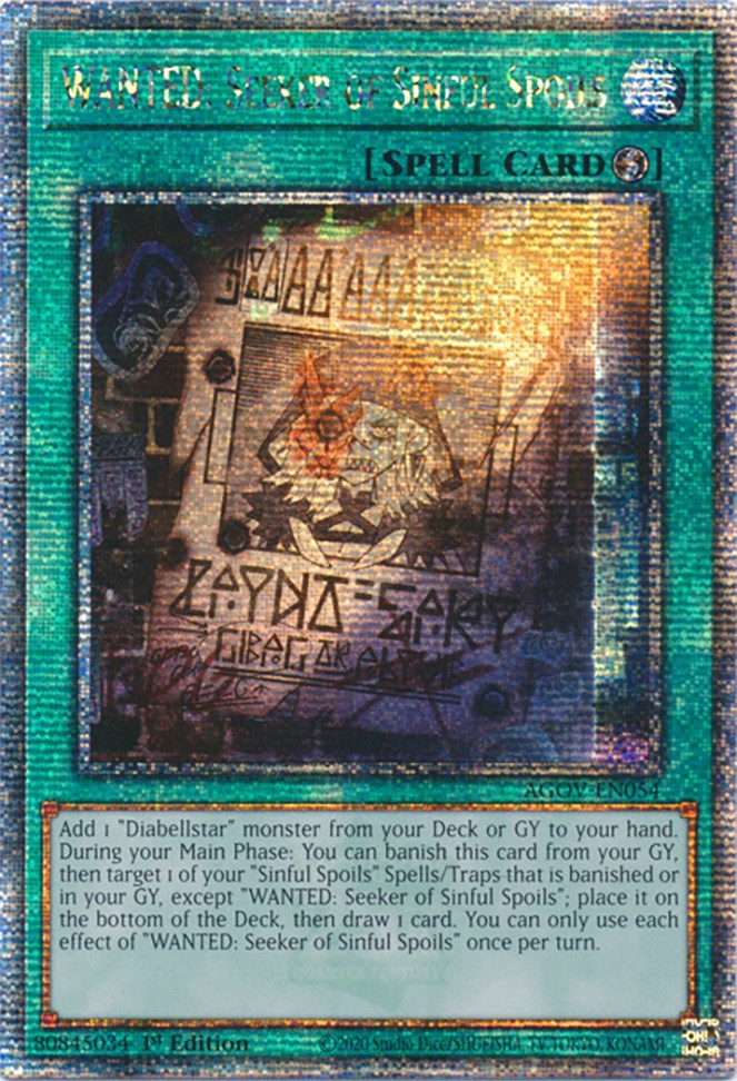 WANTED: Seeker of Sinful Spoils (Quarter Century Secret Rare) [AGOV-EN054] Quarter Century Secret Rare | Good Games Morley