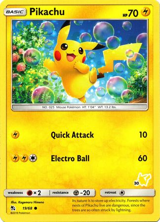 Pikachu (19/68) (Pikachu Stamp #30) [Battle Academy 2020] | Good Games Morley