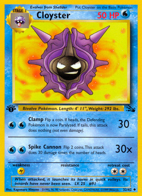 Cloyster (32/62) [Fossil 1st Edition] | Good Games Morley