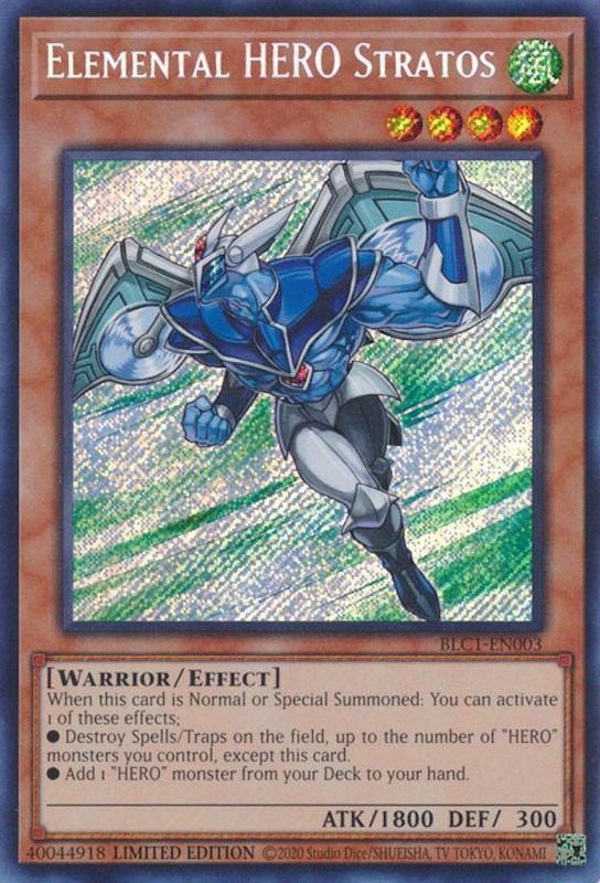 Elemental HERO Stratos [BLC1-EN003] Secret Rare | Good Games Morley