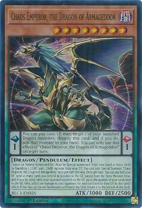 Chaos Emperor, the Dragon of Armageddon [BLC1-EN026] Ultra Rare | Good Games Morley