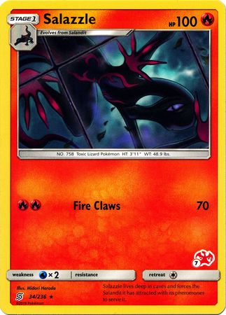 Salazzle (34/236) (Charizard Stamp #7) [Battle Academy 2020] | Good Games Morley