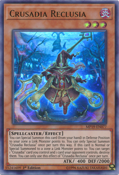 Crusadia Reclusia [MP19-EN077] Ultra Rare | Good Games Morley