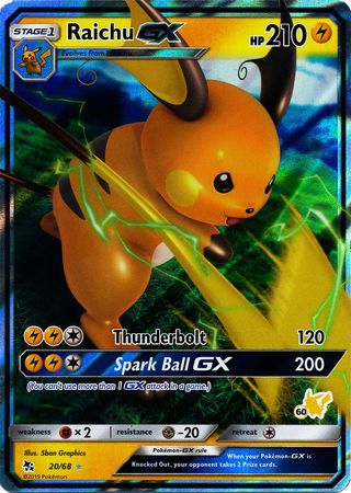 Raichu GX (20/68) (Pikachu Stamp #60) [Battle Academy 2020] | Good Games Morley
