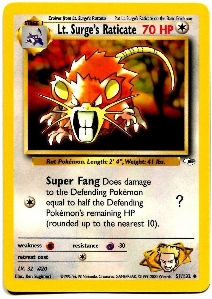 Lt. Surge's Raticate (51/132) [Gym Heroes Unlimited] | Good Games Morley