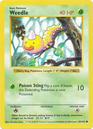 Weedle (69/102) [Base Set Shadowless Unlimited] | Good Games Morley