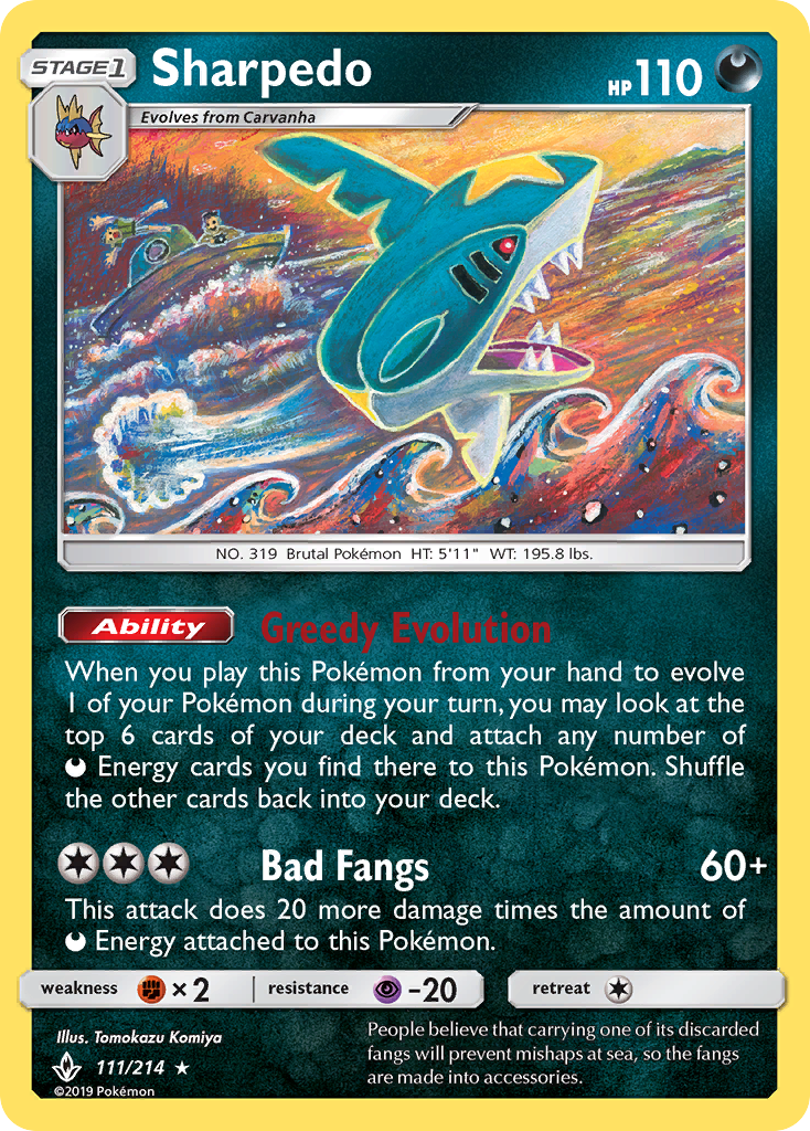 Sharpedo (111/214) [Sun & Moon: Unbroken Bonds] | Good Games Morley