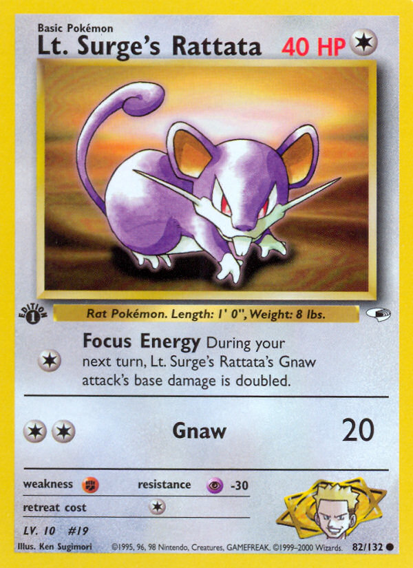 Lt. Surge's Rattata (82/132) [Gym Heroes 1st Edition] | Good Games Morley