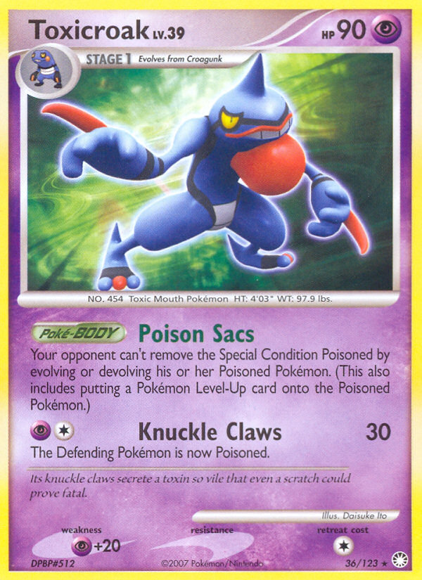 Toxicroak (36/123) [Diamond & Pearl: Mysterious Treasures] | Good Games Morley