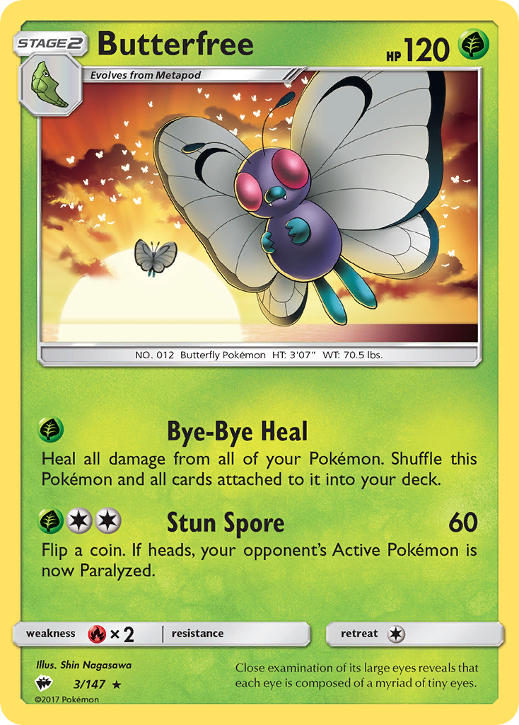 Butterfree (3/147) [Sun & Moon: Burning Shadows] | Good Games Morley