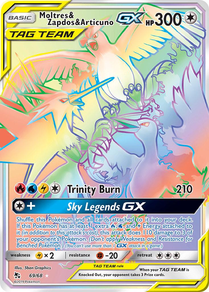 Moltres & Zapdos & Articuno GX (69/68) [Sun & Moon: Hidden Fates] | Good Games Morley