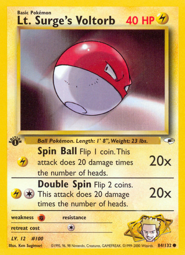 Lt. Surge's Voltorb (84/132) [Gym Heroes 1st Edition] | Good Games Morley