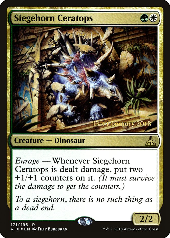 Siegehorn Ceratops [Rivals of Ixalan Prerelease Promos] | Good Games Morley