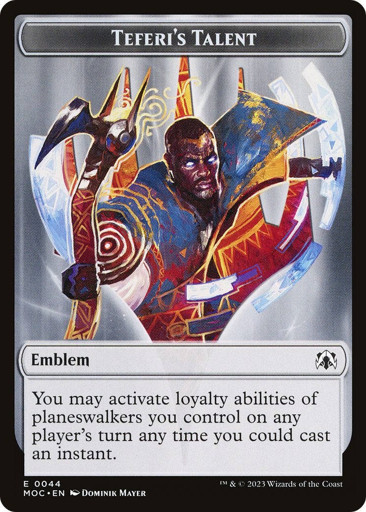 First Mate Ragavan // Teferi's Talent Emblem Double-Sided Token [March of the Machine Commander Tokens] | Good Games Morley