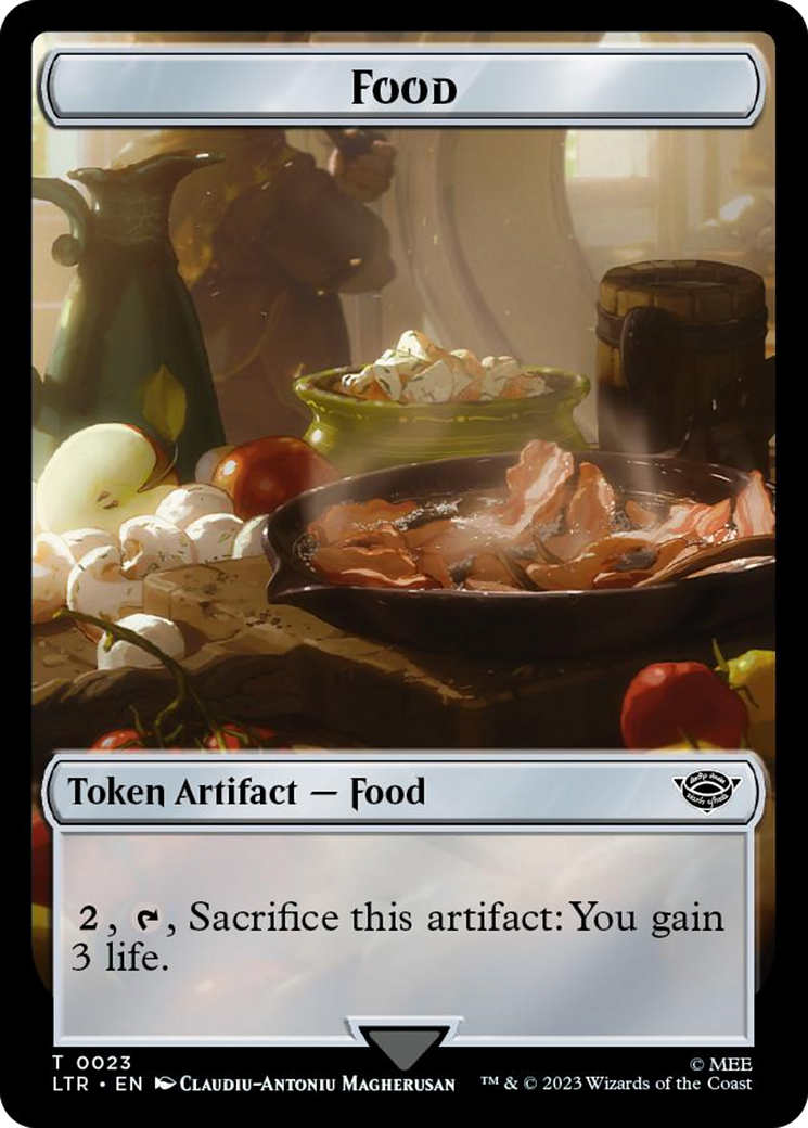 Treasure // Food (0023) Double-Sided Token (Surge Foil) [The Lord of the Rings: Tales of Middle-Earth Tokens] | Good Games Morley