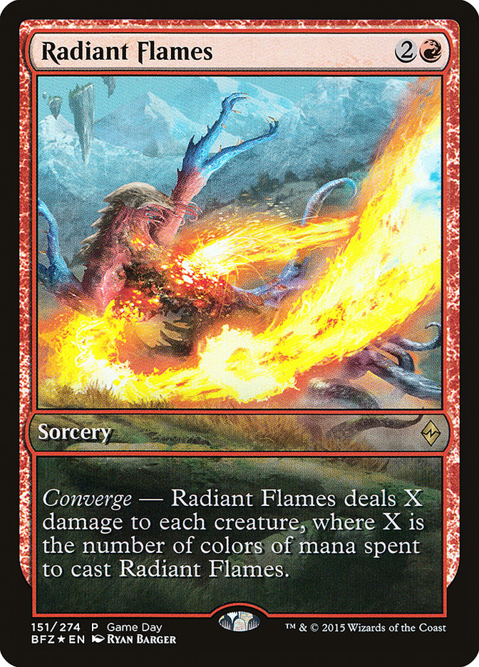 Radiant Flames (Game Day) [Battle for Zendikar Promos] | Good Games Morley