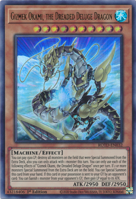 Gizmek Okami, the Dreaded Deluge Dragon [ROTD-EN032] Ultra Rare | Good Games Morley